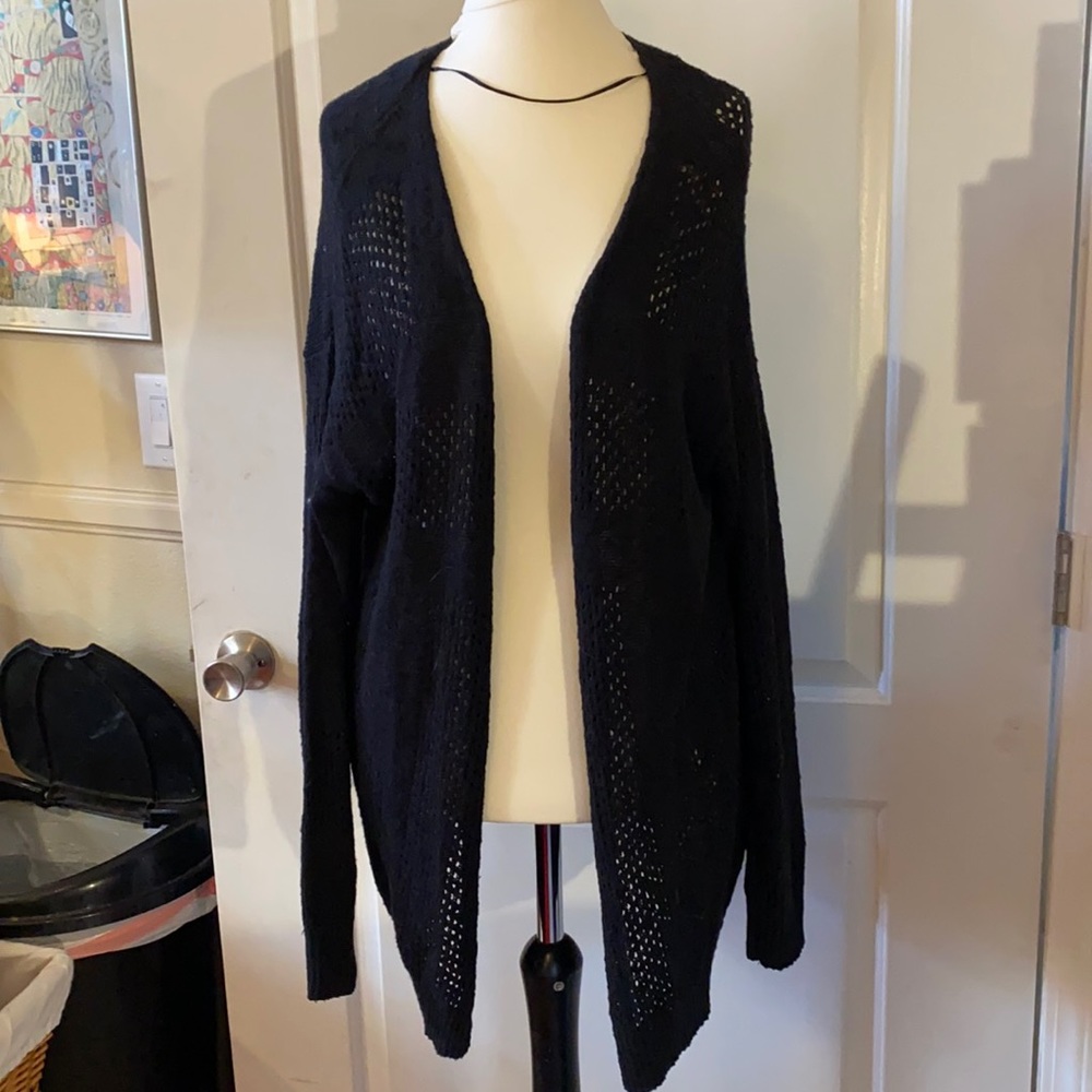 Black Roxy knit cardigan long 92% cotton 8% nylon